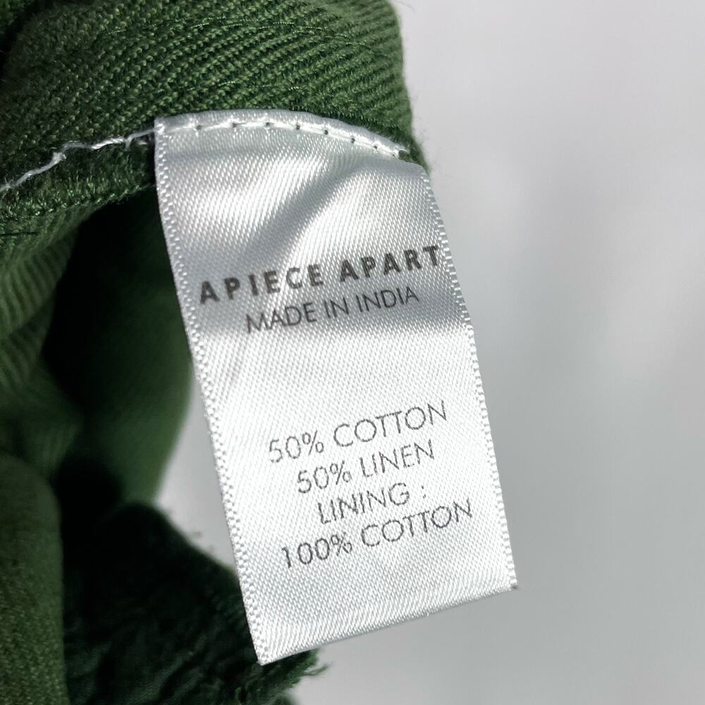Apiece Apart Palma Chill Pant Bottle Green Linen High Rise‎ Straight Leg Sz 0 - Picture 15 of 15